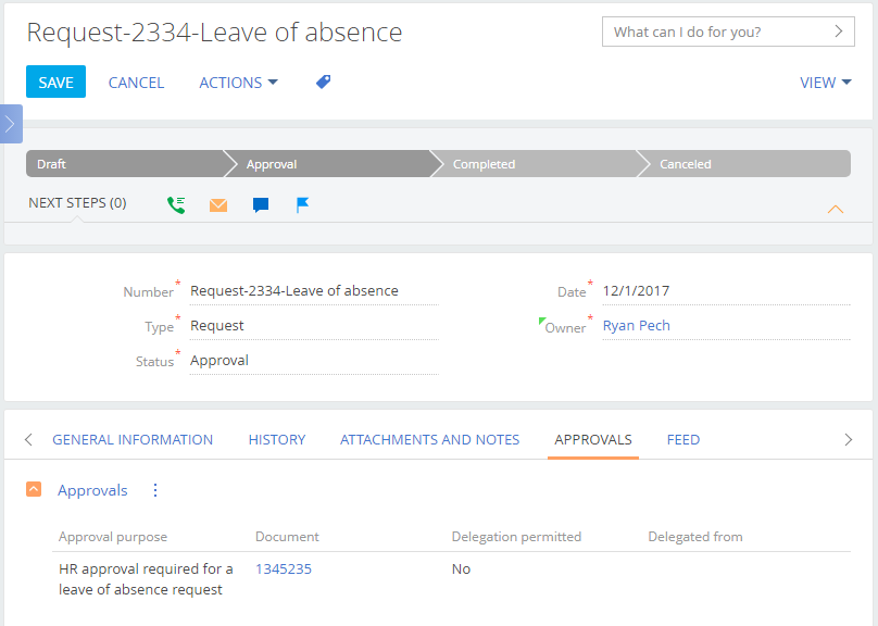 Case for leave request approval