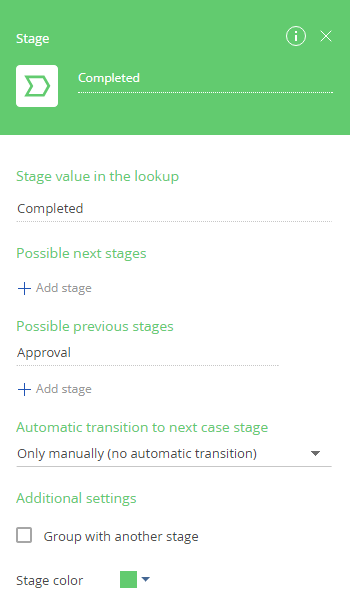 Completed stage parameters