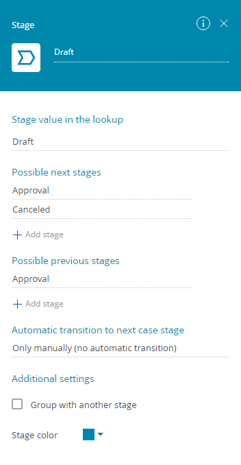 Draft stage parameters
