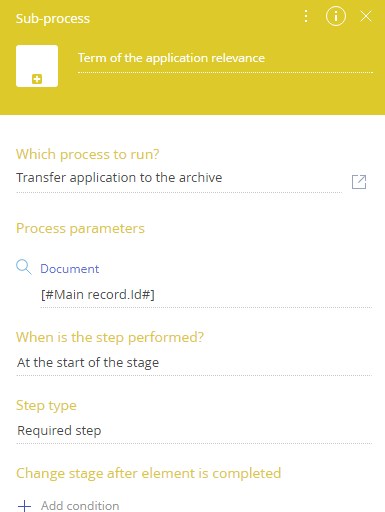 "Term of application relevance" setup area