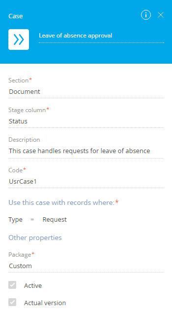 Case setup area