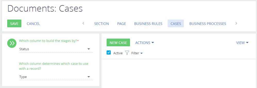 Case list in the Documents section