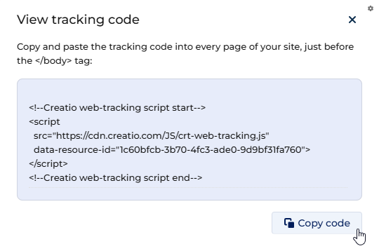 Fig. 2 The View tracking code window