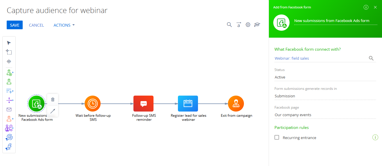 Fig. 7 Set up the Add from Facebook form element