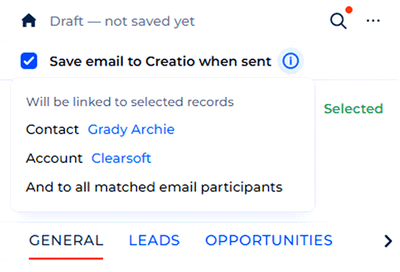 Fig. 6 Save on Send info popup