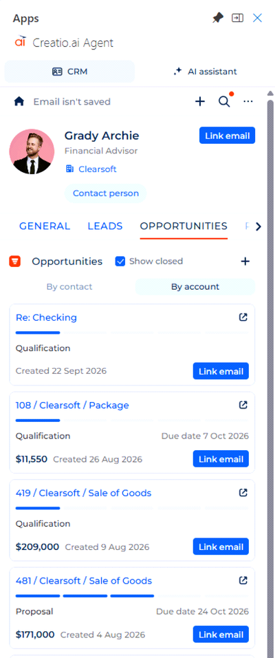 Fig. 7 Related records, Opportunities list