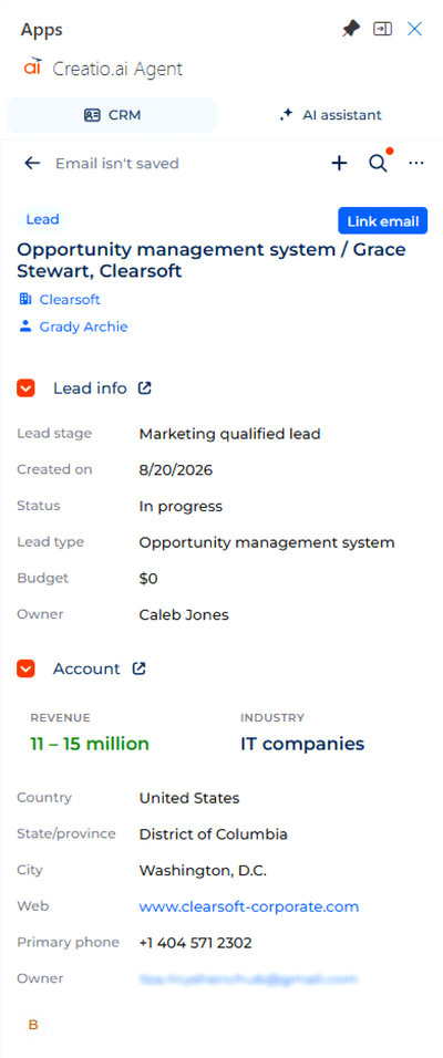 Fig. 12 Search result opened as a record card
