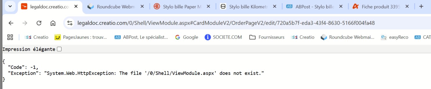 error productinOrder