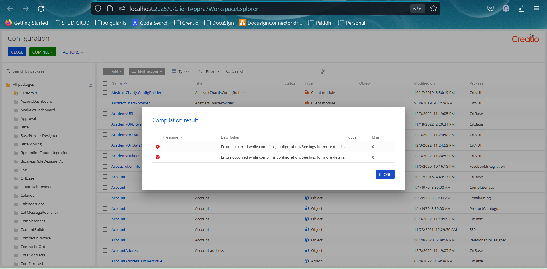 Compilation error while compiling local creatio instance | Community ...