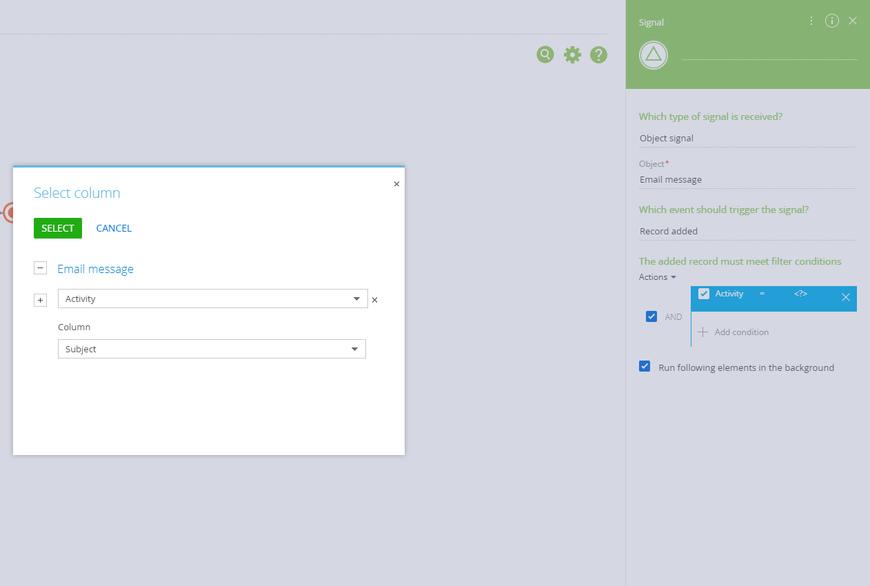 How to select activity subject