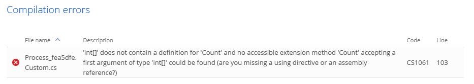 compilation error