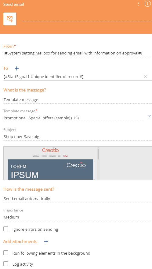 Send email configs