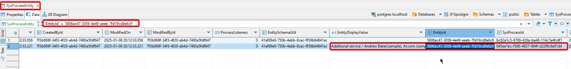 SysProcessEntity table