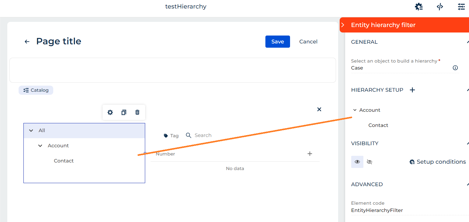 Set the option on the hierarchy tree