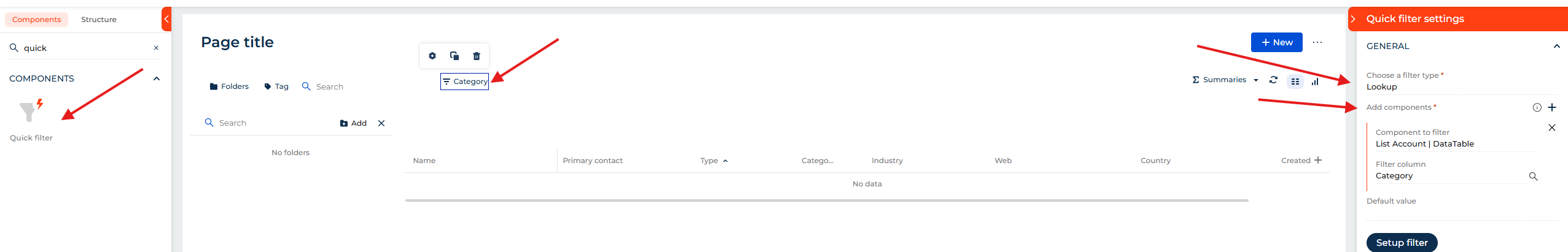 Account list page designer =
