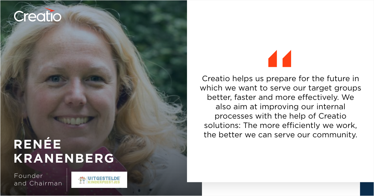 Creatio solutions help a Netherlands-based NGO with its mission of bringing joyful experiences to impoverished children 