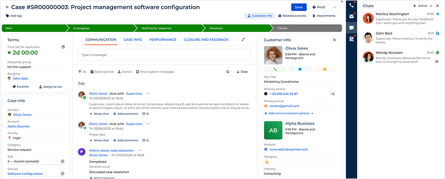 Creatio Demo CRM Screen