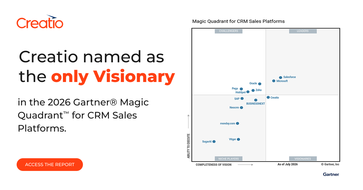 2026 Gartner® Magic Quadrant™ for CRM Sales Platforms